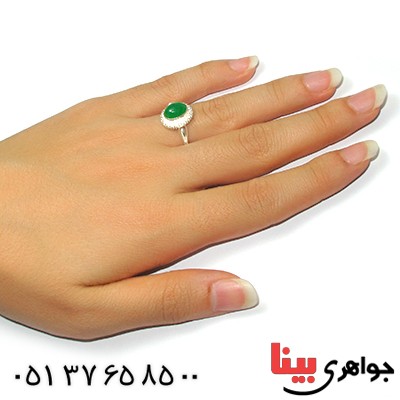 انگشتر جید زنانه مدل ملیله کاری _کد:9175