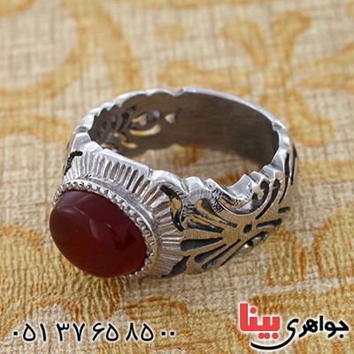 انگشتر عقیق یمنی مرغوب مردانه اسلیمی فاخر _کد:1304