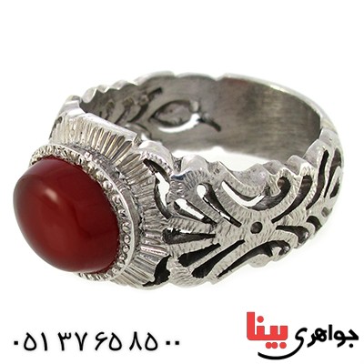 انگشتر عقیق یمنی مرغوب مردانه اسلیمی فاخر _کد:1304