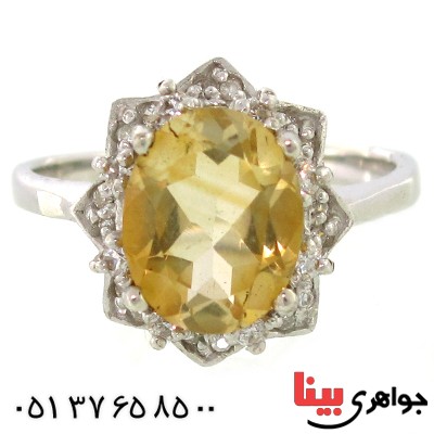 انگشتر سیترین شفاف زنانه  رادیوم لوکس مدل ژینا _کد:9178
