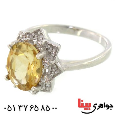 انگشتر سیترین شفاف زنانه  رادیوم لوکس مدل ژینا _کد:9178