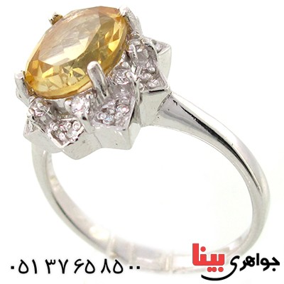انگشتر سیترین شفاف زنانه  رادیوم لوکس مدل ژینا _کد:9178