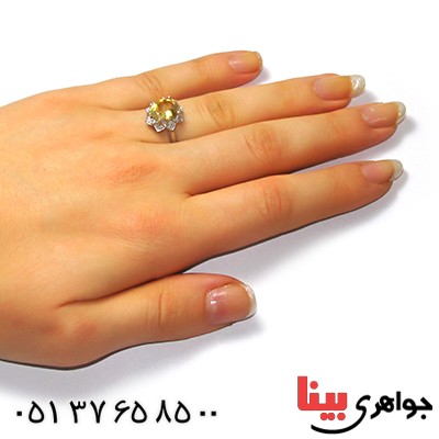 انگشتر سیترین شفاف زنانه  رادیوم لوکس مدل ژینا _کد:9178