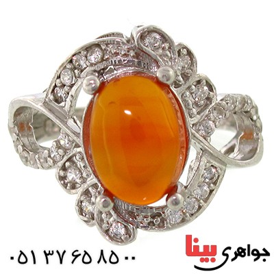 انگشتر عقیق یمنی خوشرنگ درشت زنانه رادیوم لوکس مدل الیکا _کد:9182