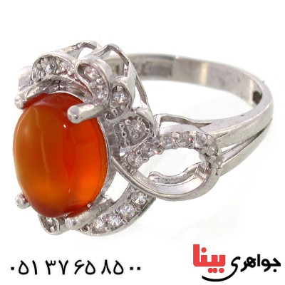 انگشتر عقیق یمنی خوشرنگ درشت زنانه رادیوم لوکس مدل الیکا _کد:9182
