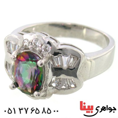 انگشتر توپاز هفت رنگ زنانه رادیوم لوکس _کد:9185