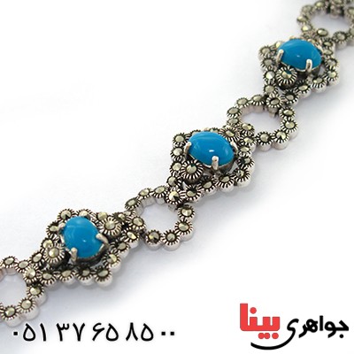 دستبند فیروزه تایلندی زنانه مارکازیتی _کد:9186