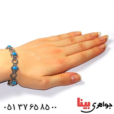 دستبند فیروزه تایلندی زنانه مارکازیتی _کد:9186