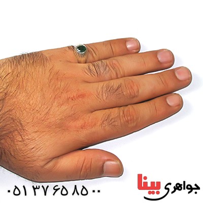 انگشتر زمرد زامبیا مردانه کلاسیک شیار دار _کد:9198
