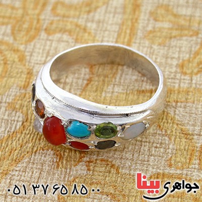 انگشتر چند جواهر یازده نگین درشت حرزدار _کد:9204