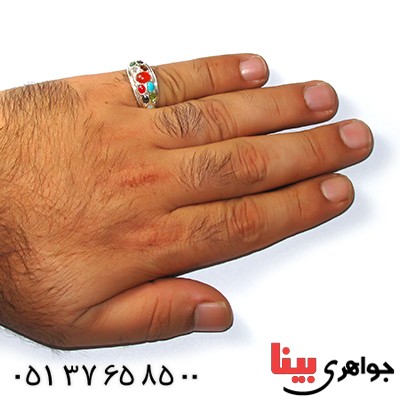 انگشتر چند جواهر یازده نگین درشت حرزدار _کد:9204
