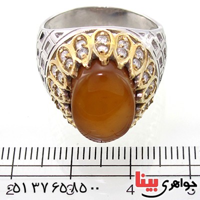 انگشتر عقیق یمنی مرغوب مردانه درشت رادیوم لوکس دور برلیان فاخر _کد:9211