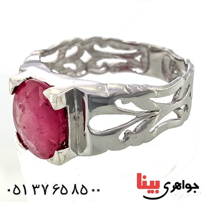 انگشتر یاقوت سرخ خوشرنگ مردانه اسلیمی رادیوم لوکس _کد:9212