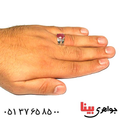 انگشتر یاقوت سرخ خوشرنگ مردانه اسلیمی رادیوم لوکس _کد:9212