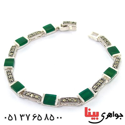 دستبند عقیق سبز زنانه مارکازیتی _کد:9217