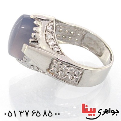 انگشتر عقیق یمنی کبود مرغوب مردانه رادیوم لوکس برلیان کاری _کد:9224