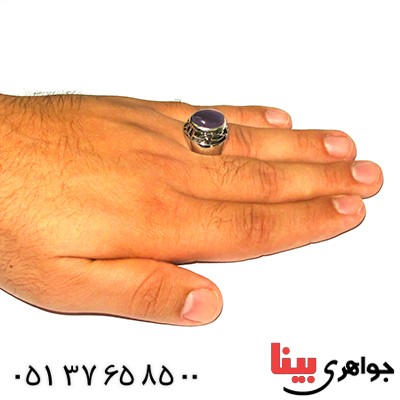 انگشتر عقیق یمنی کبود مرغوب مردانه مدل صلوات رادیوم لوکس _کد:9228