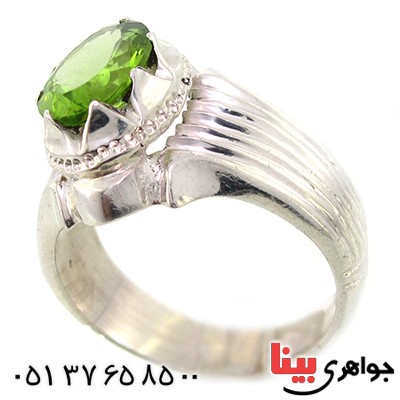انگشتر زبرجد شفاف مردانه شیار دار _کد:9230