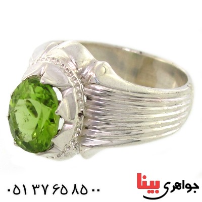انگشتر زبرجد شفاف مردانه شیار دار _کد:9230