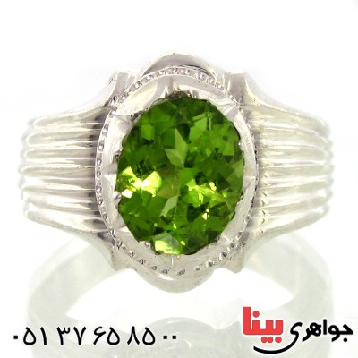 انگشتر زبرجد شفاف مردانه شیار دار _کد:9230
