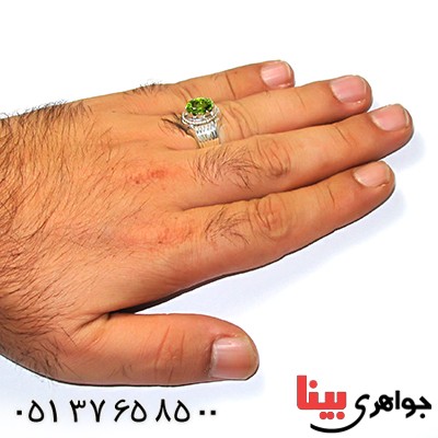 انگشتر زبرجد شفاف مردانه شیار دار _کد:9230