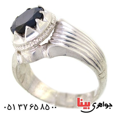 انگشتر یاقوت کبود مردانه شیار دار _کد:9232