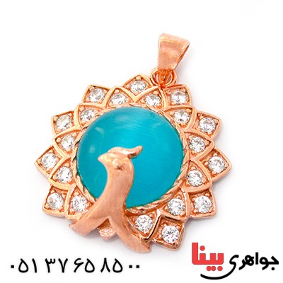 گردنبند چشم گربه زنانه مدل طاووس _کد:9238