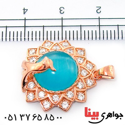 گردنبند چشم گربه زنانه مدل طاووس _کد:9238