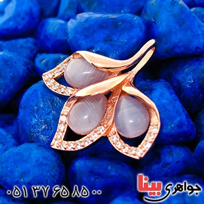 گردنبند چشم گربه زنانه مدل برگ سه نگین _کد:9239