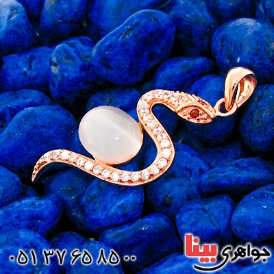 گردنبند چشم گربه زنانه مدل مار سفید _کد:9248