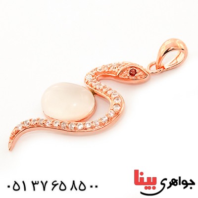 گردنبند چشم گربه زنانه مدل مار سفید _کد:9248