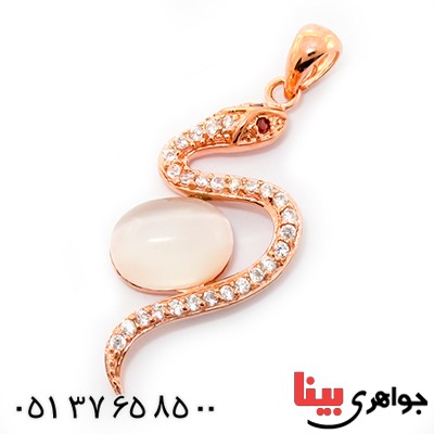 گردنبند چشم گربه زنانه مدل مار سفید _کد:9248