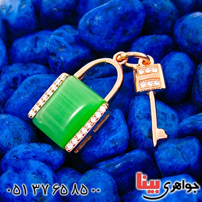 گردنبند چشم گربه زنانه مدل قفل و کلید _کد:9250