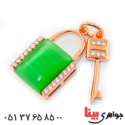 گردنبند چشم گربه زنانه مدل قفل و کلید _کد:9250