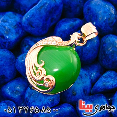 گردنبند چشم گربه زنانه مدل طاووس _کد:9257