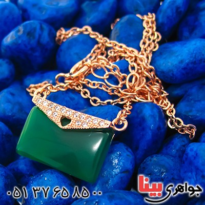 گردنبند عقیق سبز زنانه مدل کیف فانتزی _کد:9260