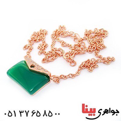 گردنبند عقیق سبز زنانه مدل کیف فانتزی _کد:9260