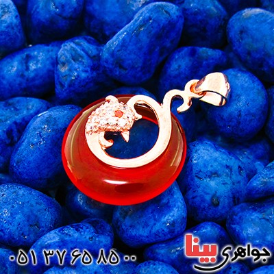 گردنبند عقیق قرمز زنانه مدل حلقه ای فانتزی _کد:9261