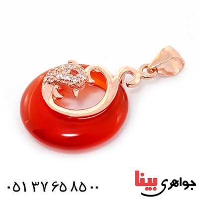 گردنبند عقیق قرمز زنانه مدل حلقه ای فانتزی _کد:9261