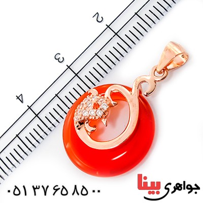 گردنبند عقیق قرمز زنانه مدل حلقه ای فانتزی _کد:9261