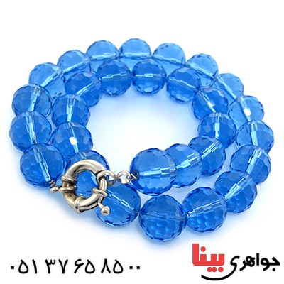 گردنبند کریستالی آبی سوارسکی اصل زنانه طرح یاقوت کبود _کد:9262