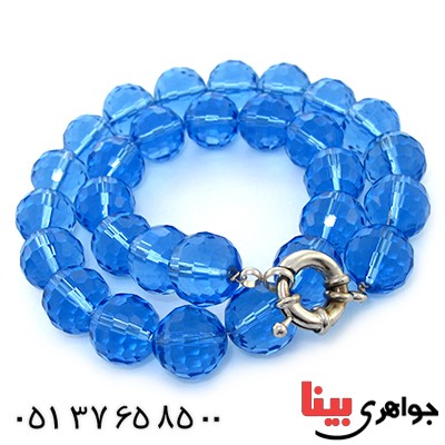 گردنبند کریستالی آبی سوارسکی اصل زنانه طرح یاقوت کبود _کد:9262