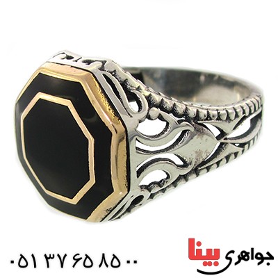 انگشتر میناکاری شده مردانه دور طلایی _کد:9263