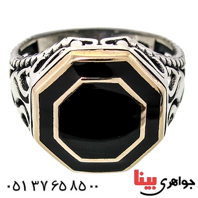 انگشتر میناکاری شده مردانه دور طلایی _کد:9263