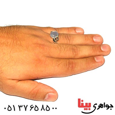 انگشتر عقیق یمنی کبود مرغوب مردانه طرح علی رادیوم لوکس _کد:9264