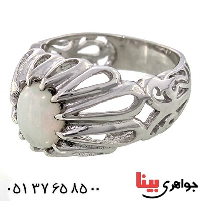انگشتر اوپال هفت رنگ اعلاء بسیار خوشرنگ مردانه رادیوم لوکس _کد:9265