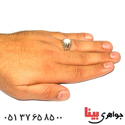انگشتر اوپال هفت رنگ اعلاء بسیار خوشرنگ مردانه رادیوم لوکس _کد:9265