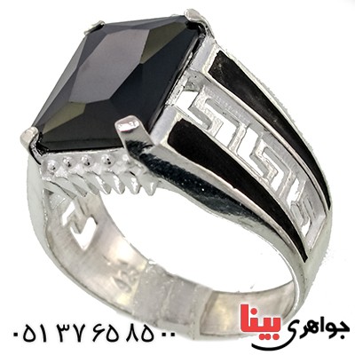 انگشتر عقیق سیاه (اونیکس) مردانه درشت مدل ورساچی _کد:9267