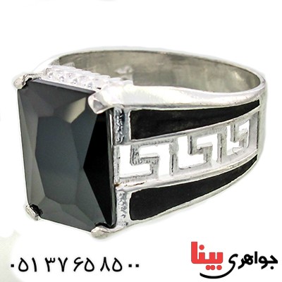انگشتر عقیق سیاه (اونیکس) مردانه درشت مدل ورساچی _کد:9267