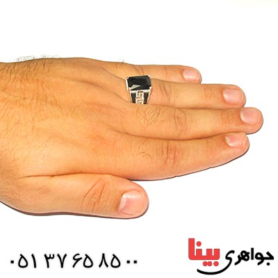 انگشتر عقیق سیاه (اونیکس) مردانه درشت مدل ورساچی _کد:9267